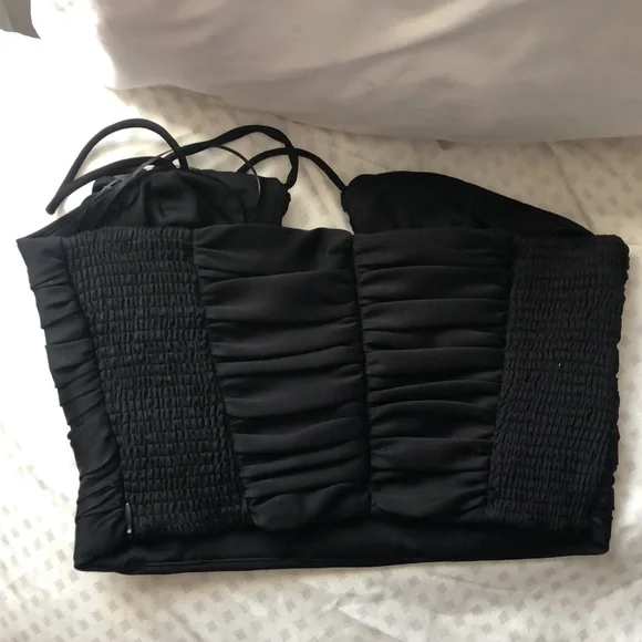 NWT Zara Draped Ruched Halter Crop Top - Picture 9 of 13